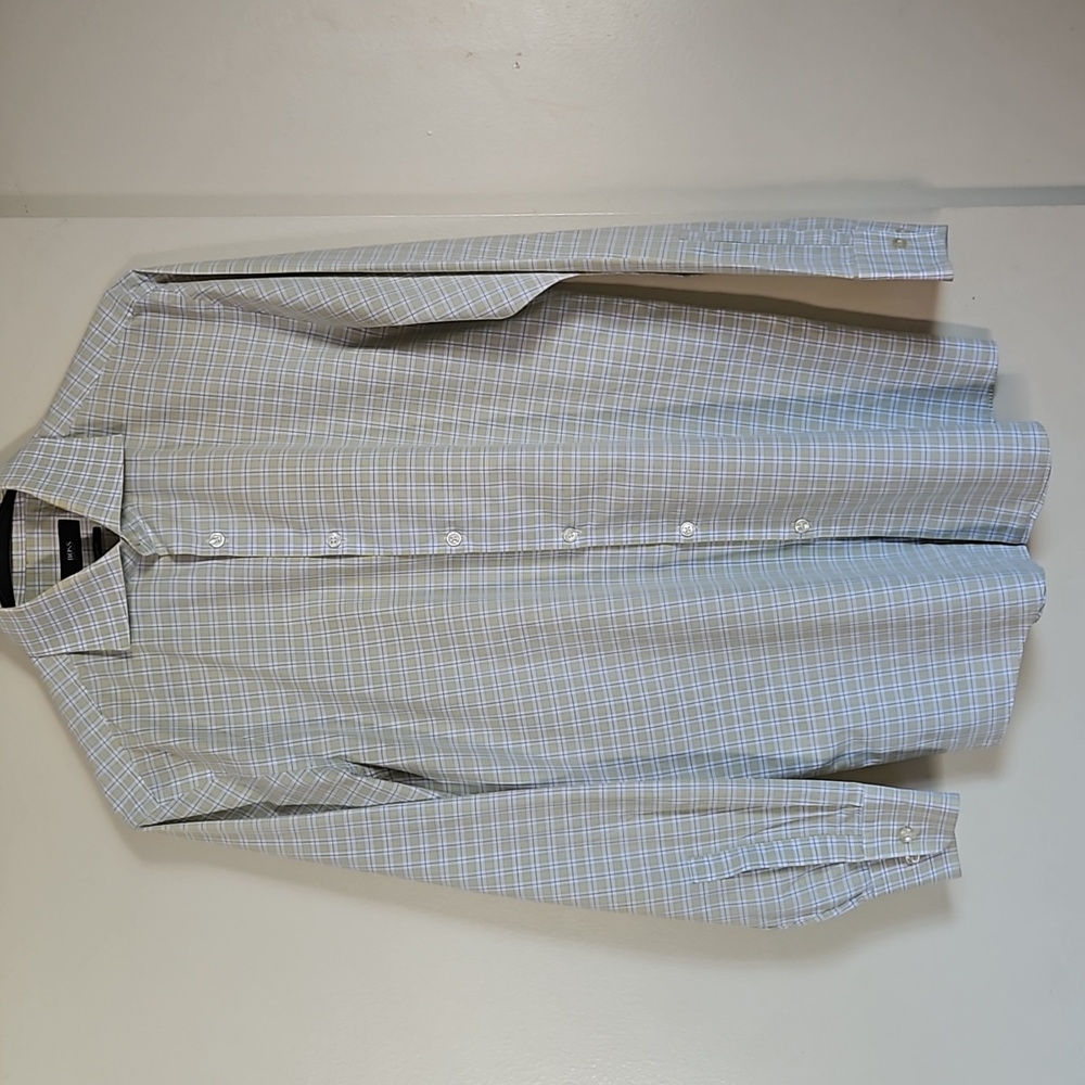 Hugo Boss Sharp Fit Buttons-Up Plaid Shirt Size 15.5 32/33